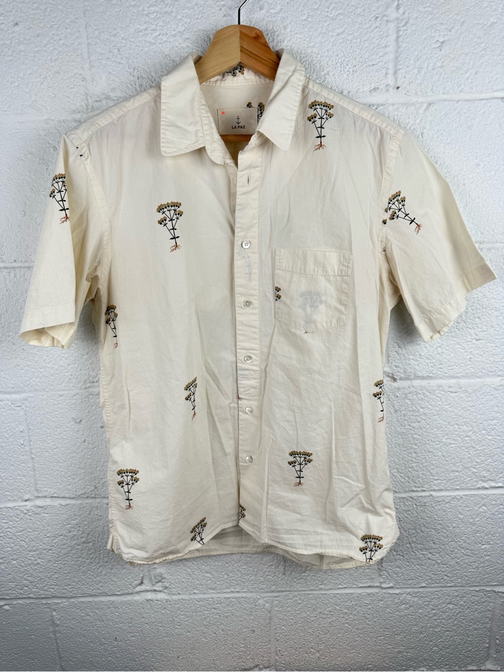 La Paz Alegre Flora Shirt – Portuguese Cotton Botanical Print Button-Up Size M - Picture 3 of 11